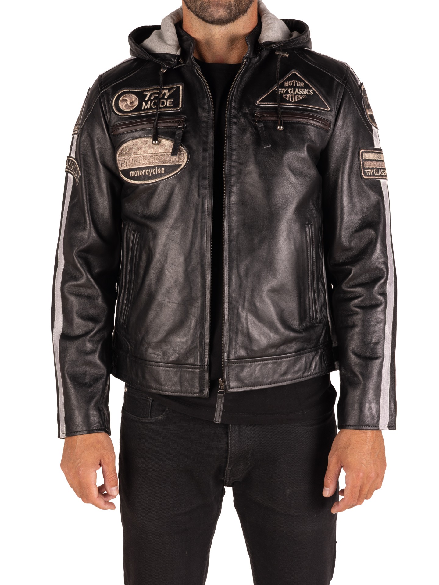 Blusão pele Racer Hood