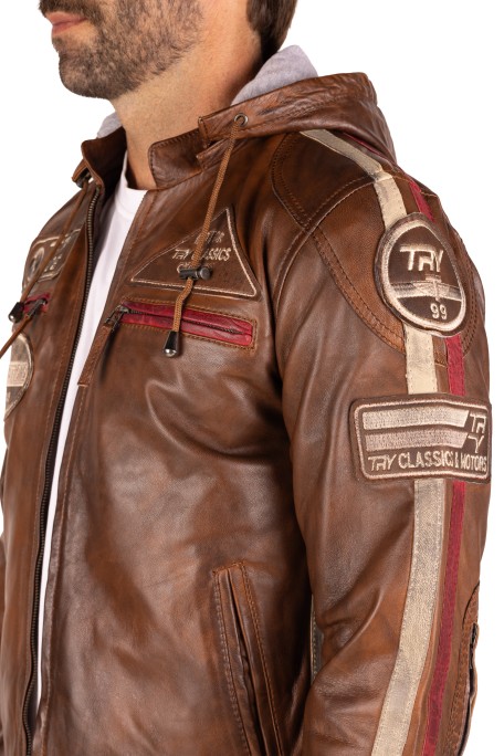 Blusão pele Racer Hood