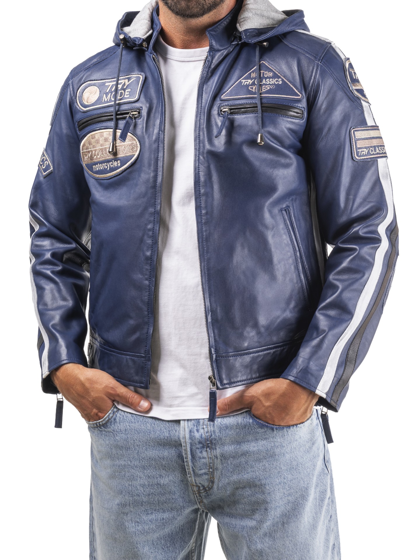 Blusão pele Racer Hood