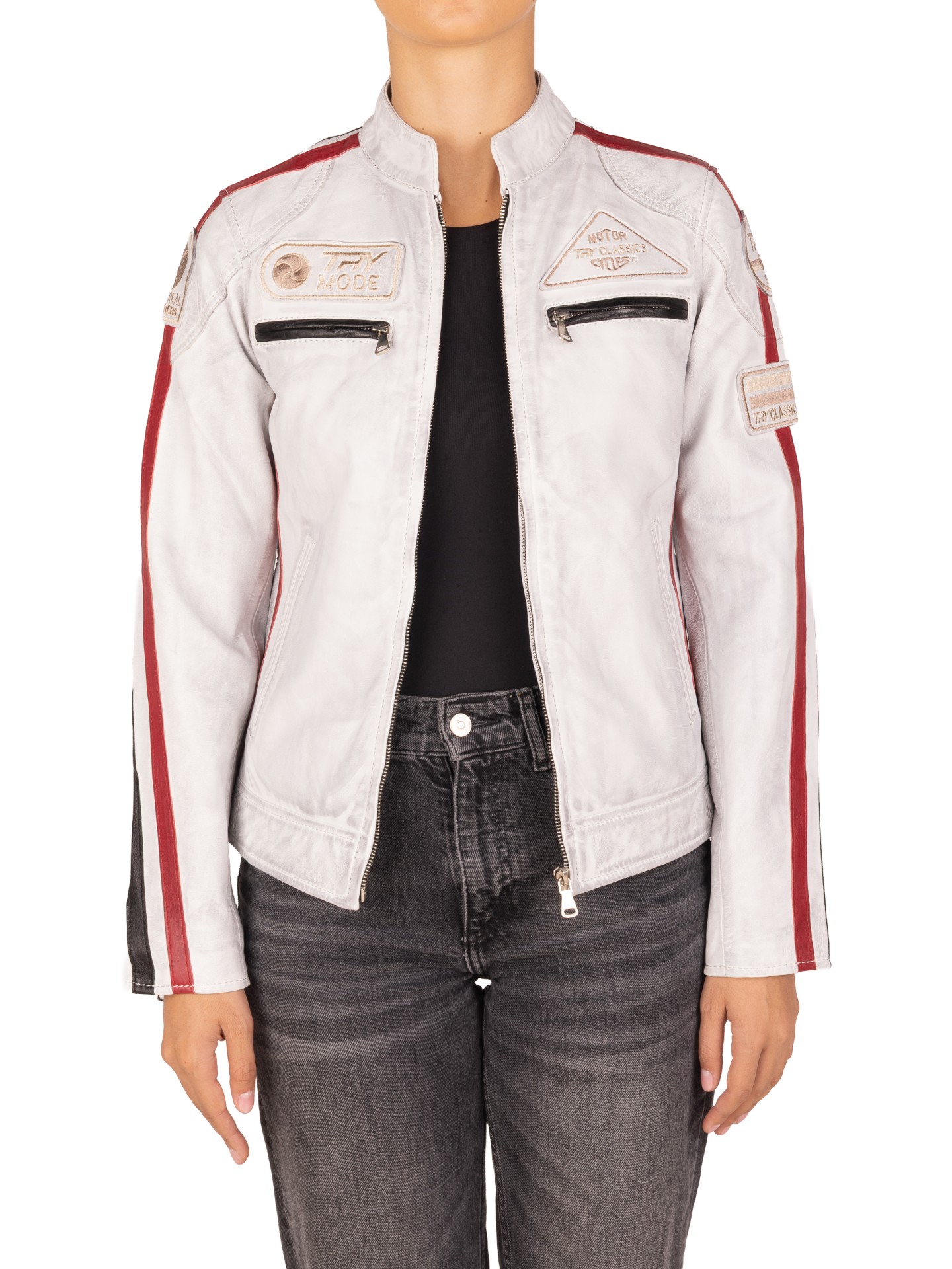 Blusão em pele Racer Lady