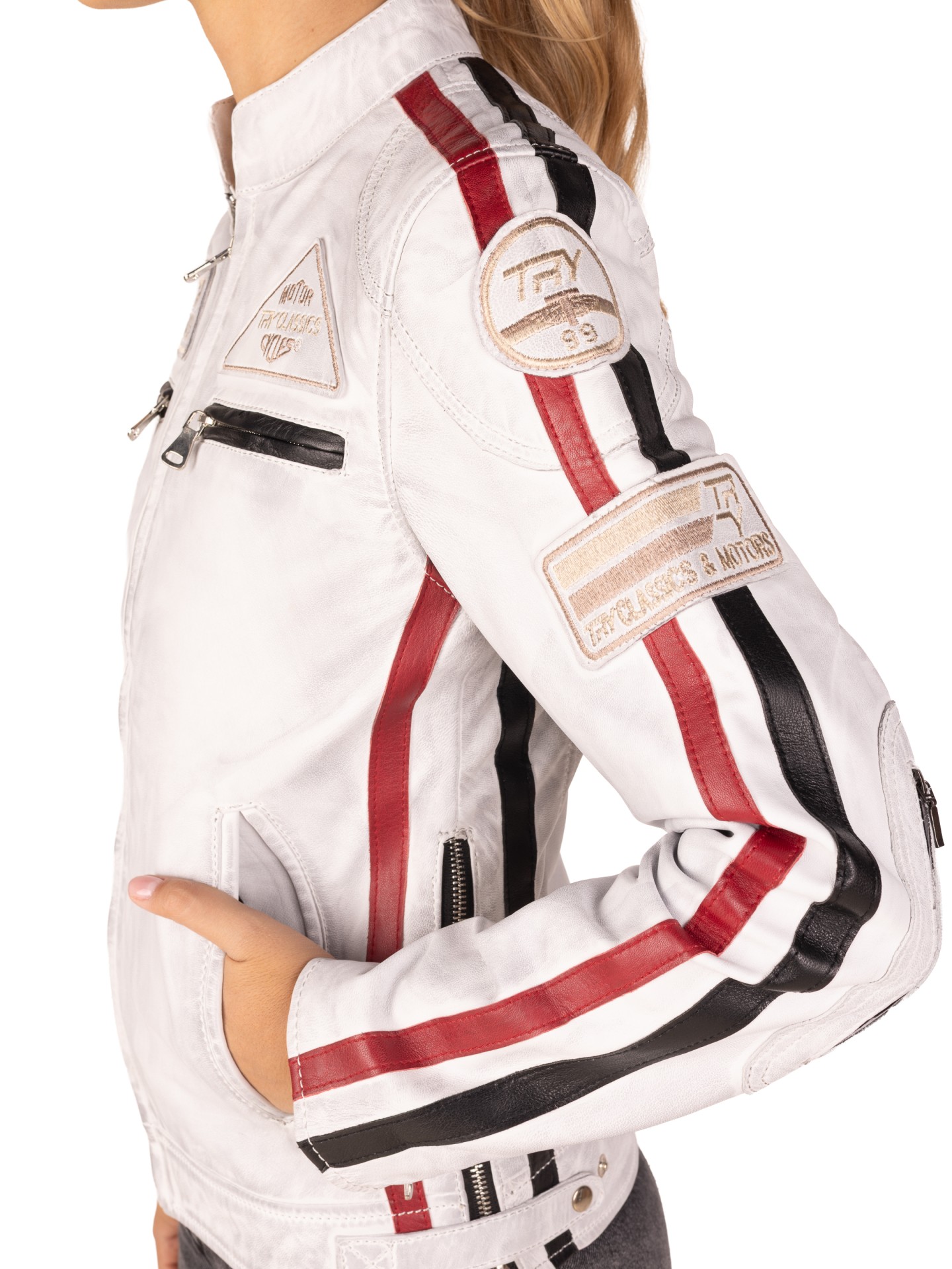 Blusão em pele Racer Lady