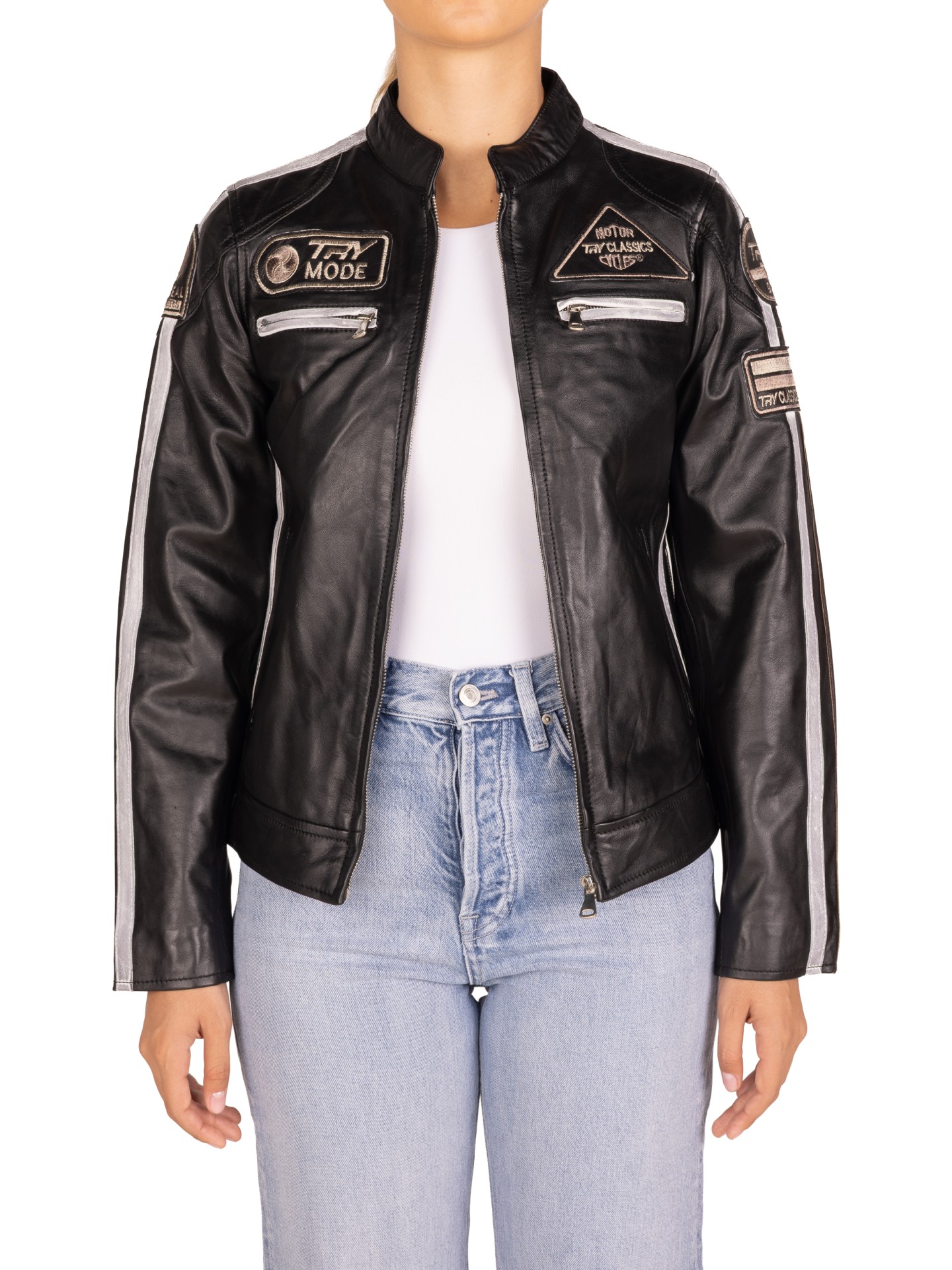 Blusão em pele Racer Lady