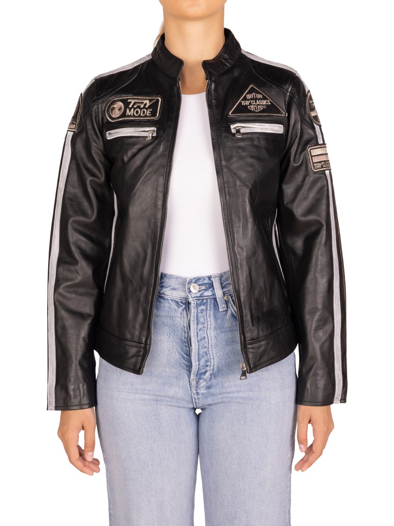 Blusão em pele Racer Lady