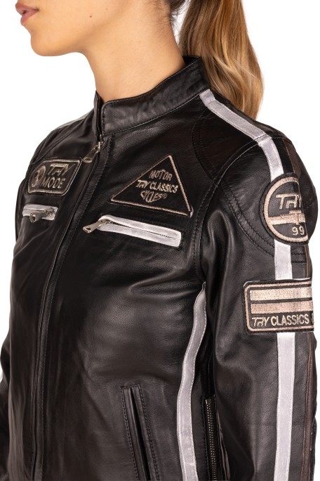 Blusão em pele Racer Lady