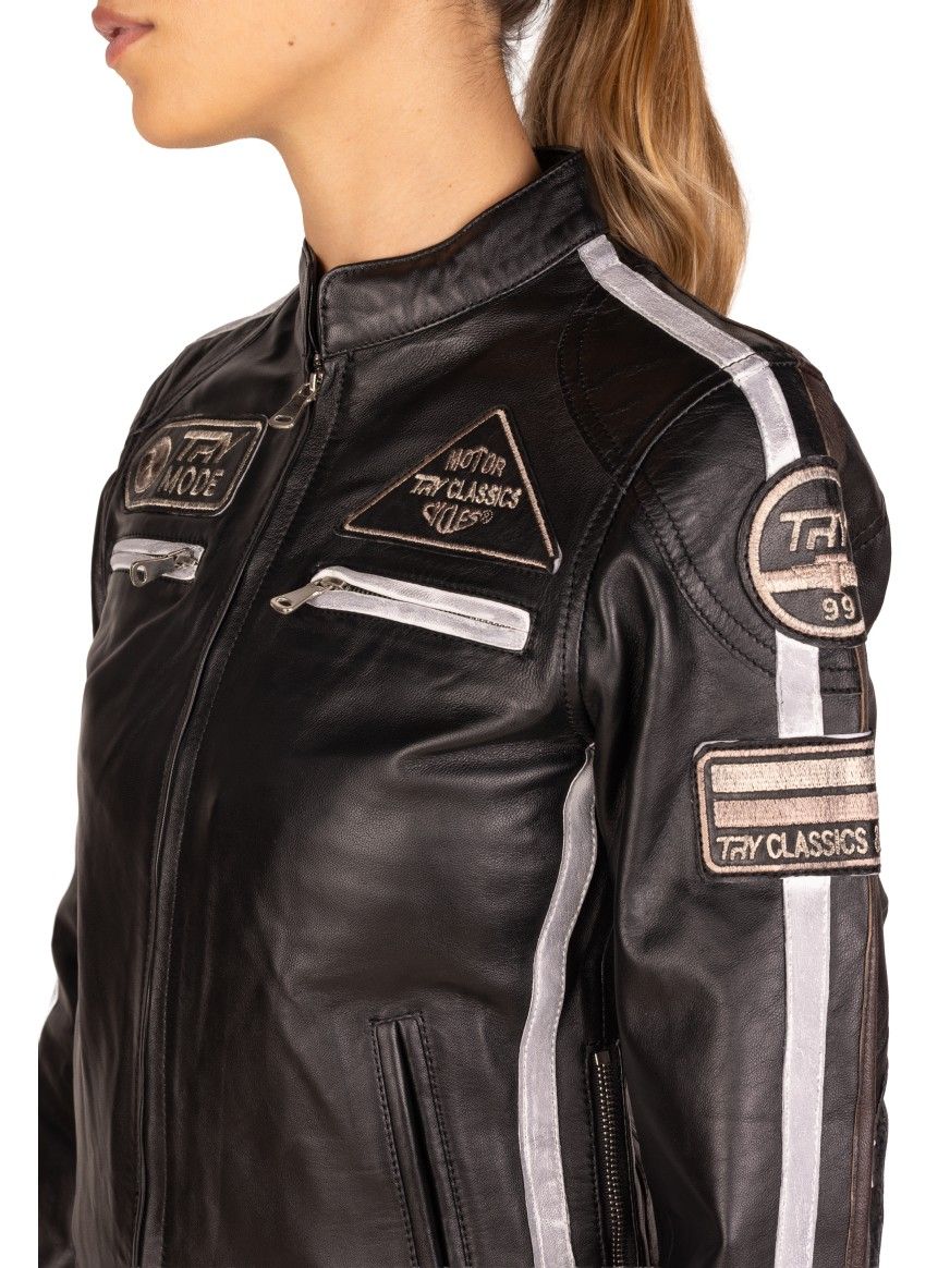 Bluso em pele Racer Lady