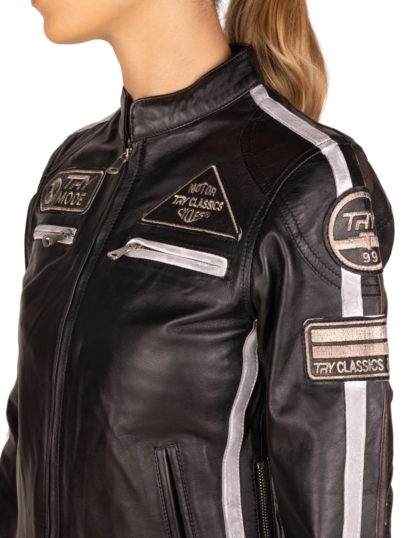 Blusão em pele Racer Lady