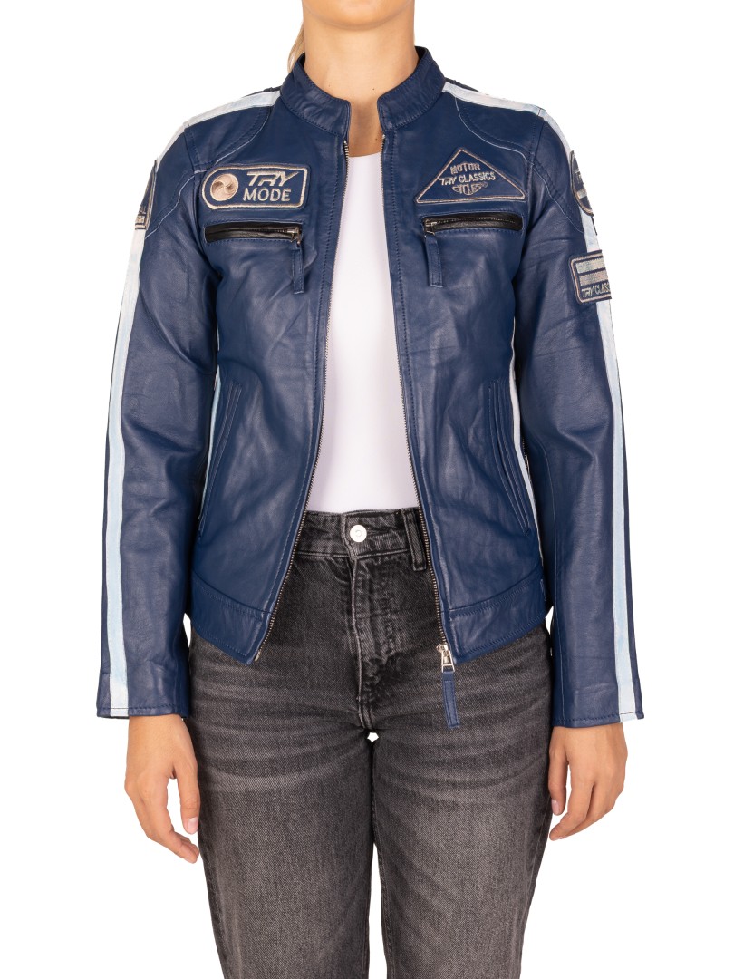 Blusão em pele Racer Lady