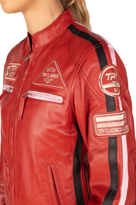 Blusão em pele Racer Lady