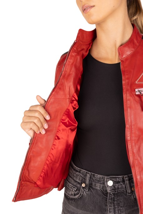 Blusão em pele Racer Lady